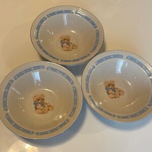 Vintage Tienshan Theodore stoneware bowls Adorable Teddy Bear Bowls Set